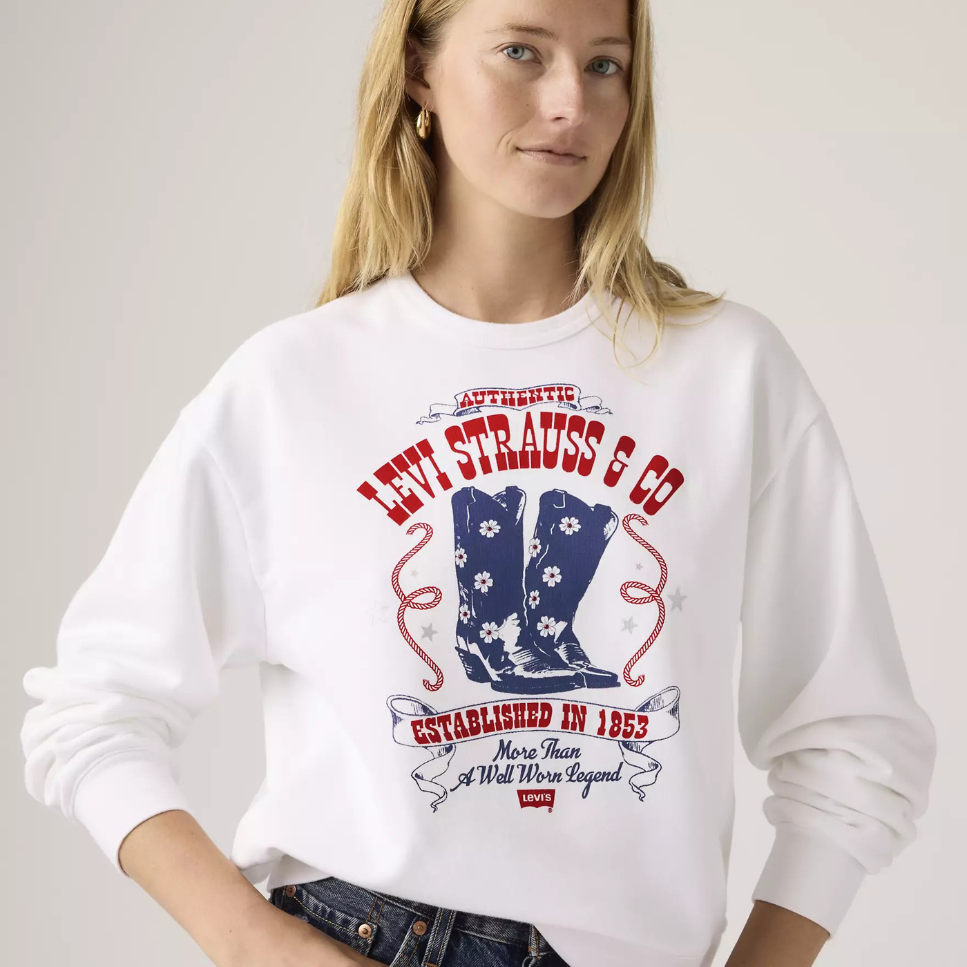 Свитшот Levi's Premium Graphic Heritage Crewneck, белый — фото 4