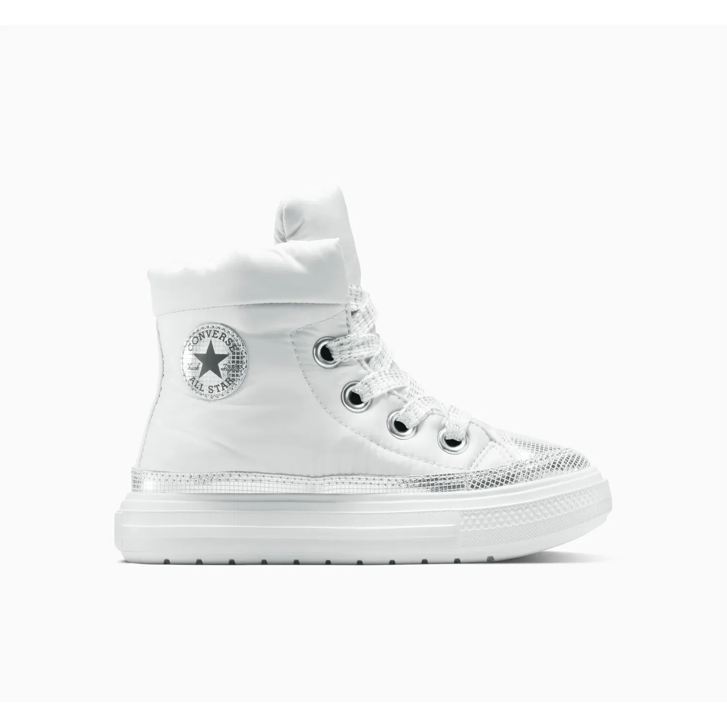 Детские кеды на шнуровке с канвасом Converse, Barely Grey/Silver/Black — фото 2