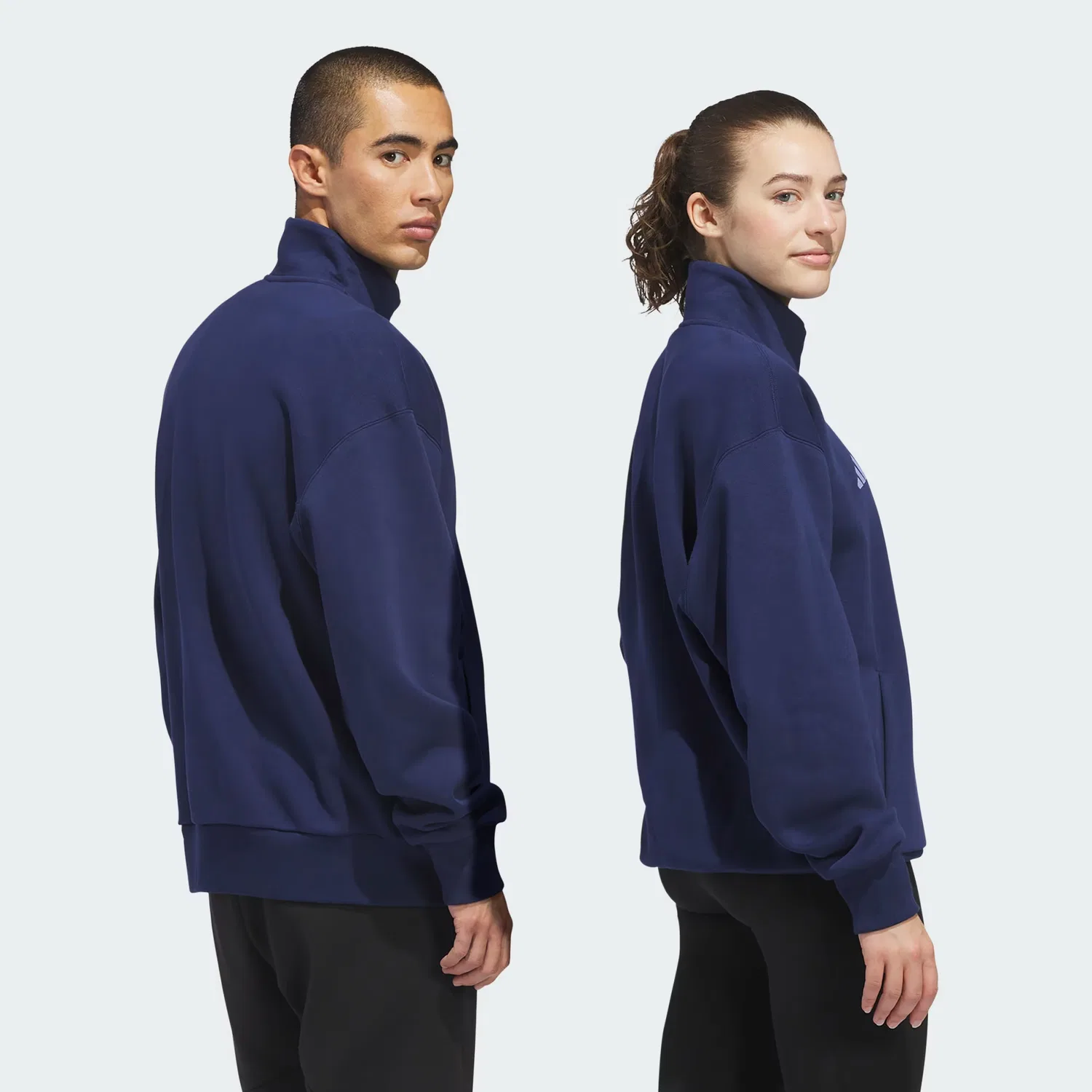 Детская толстовка на молнии свободного кроя LOVB Fleece Graphics Adidas Sportswear, темно-синий — фото 2