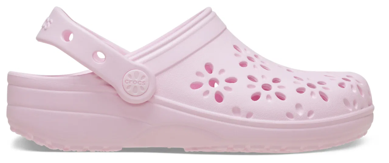 Детские сабо Floral Cutout Crocs, цвет Pink Milk — фото 2