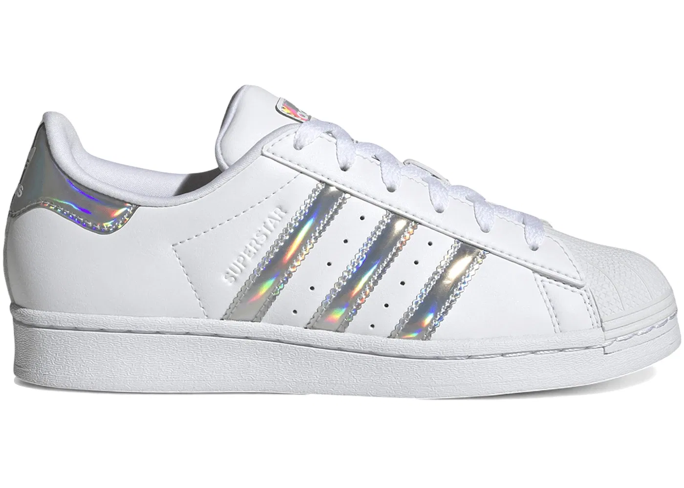 Детские кроссовки Adidas Superstar White Silver Dawn Iridescent, цвет Cloud White/Supplier Colour/Silver Dawn