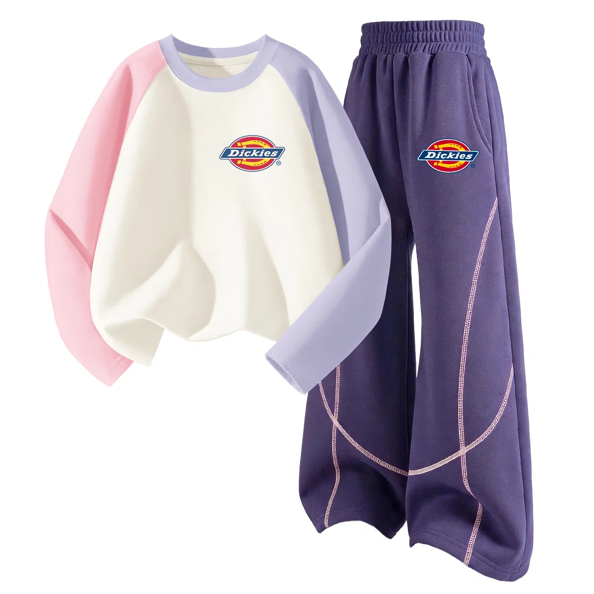 Детский комплект из двух лонгсливов с круглым вырезом Dickies, Pink Purple/Berry Purple
