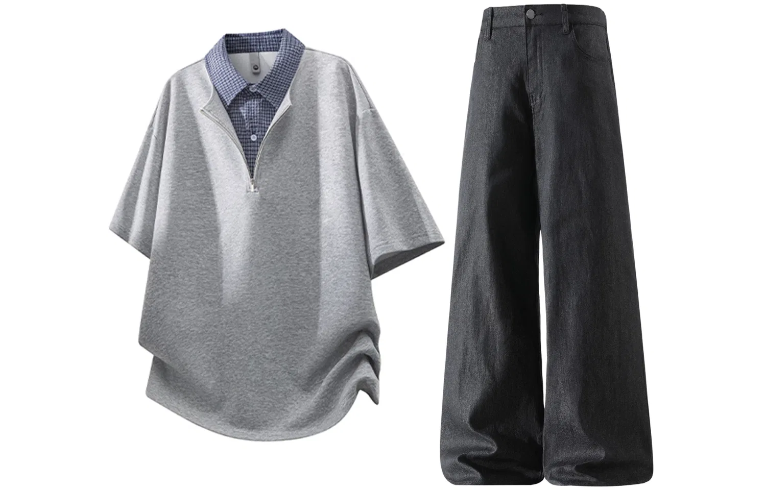Детский спортивный комплект с воротником Casual Sportswear GWAF, Heather Gray/Black — фото 3