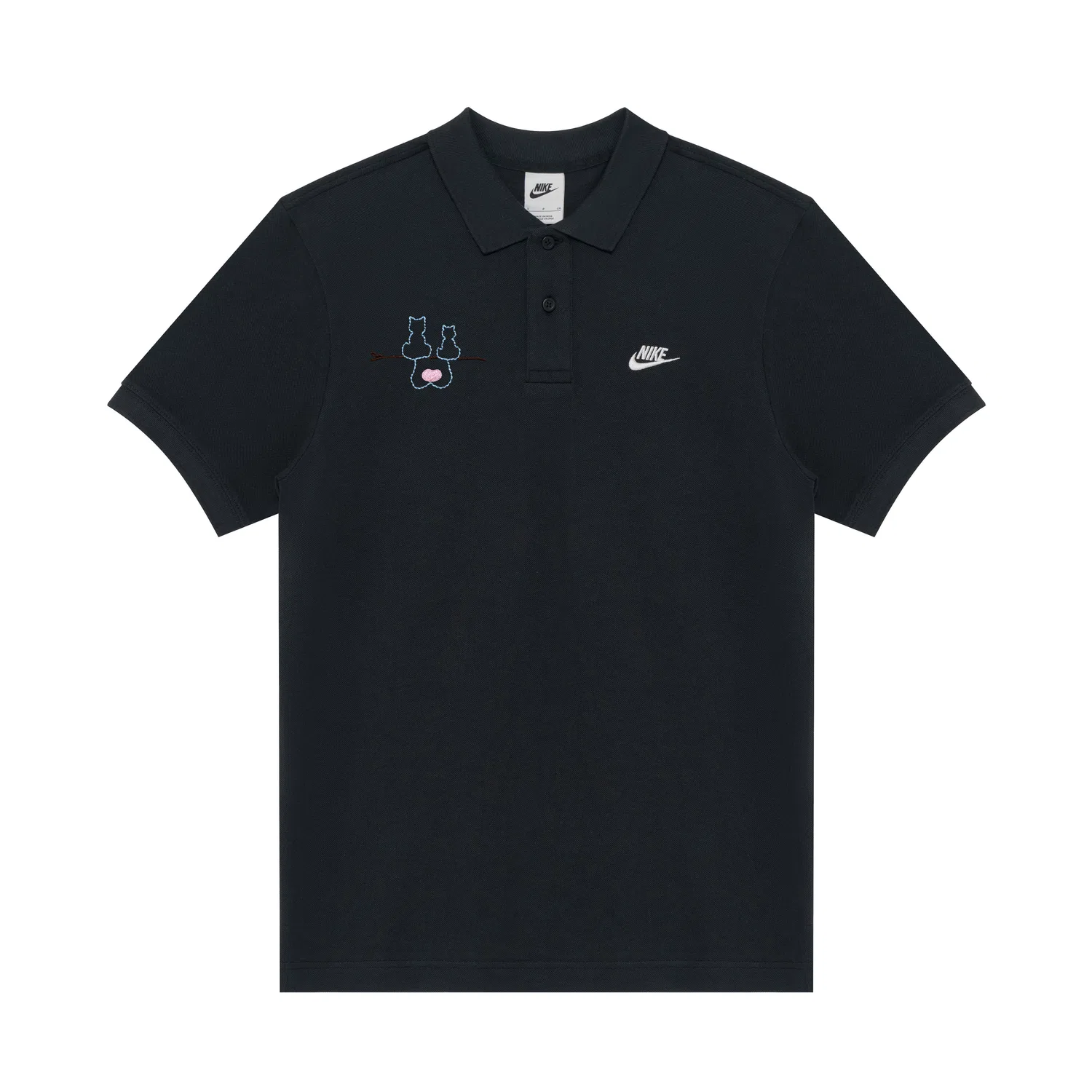 Футболка-поло мужская/женская с вышивкой, черная, Nike
