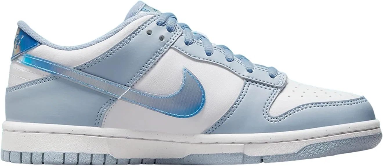 Детские кроссовки для мальчиков с принтом NIKE Dunk Low NIKE, Whisper Blue White Hyper Royal — фото 2