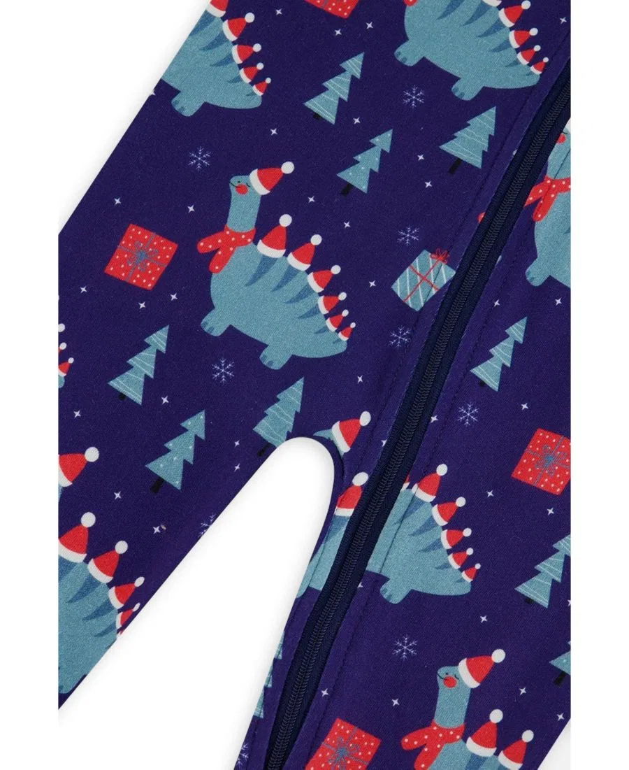 Детский слип с принтом динозавров Deux par Deux, Blue Dinosaur Print — фото 3