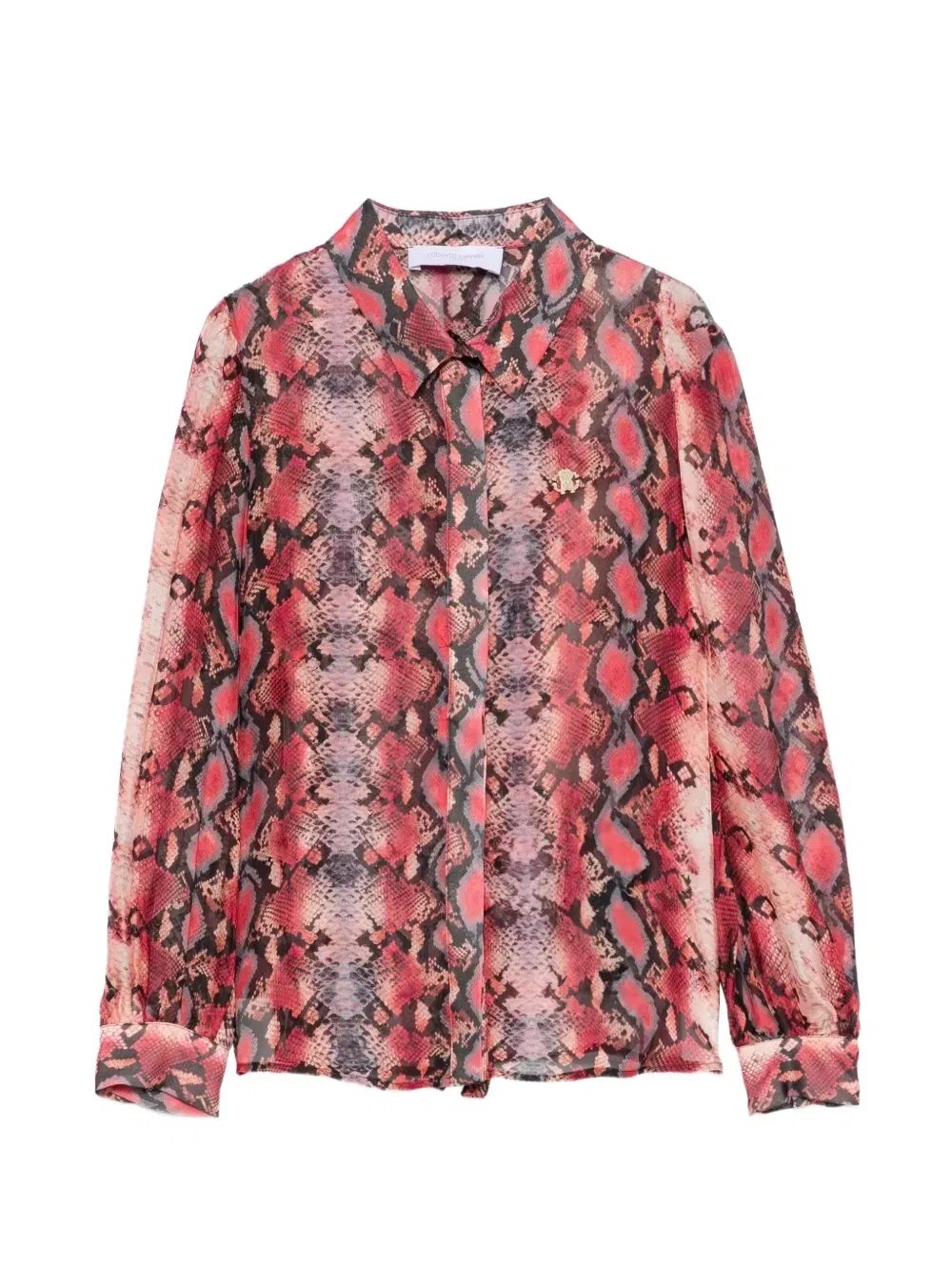 Рубашка со змеиным принтом и логотипом Roberto Cavalli Junior, розовый