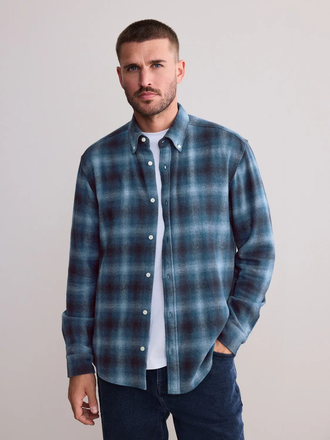 Рубашка клетчатая Signature Long Sleeve Check Shirt Next, синий