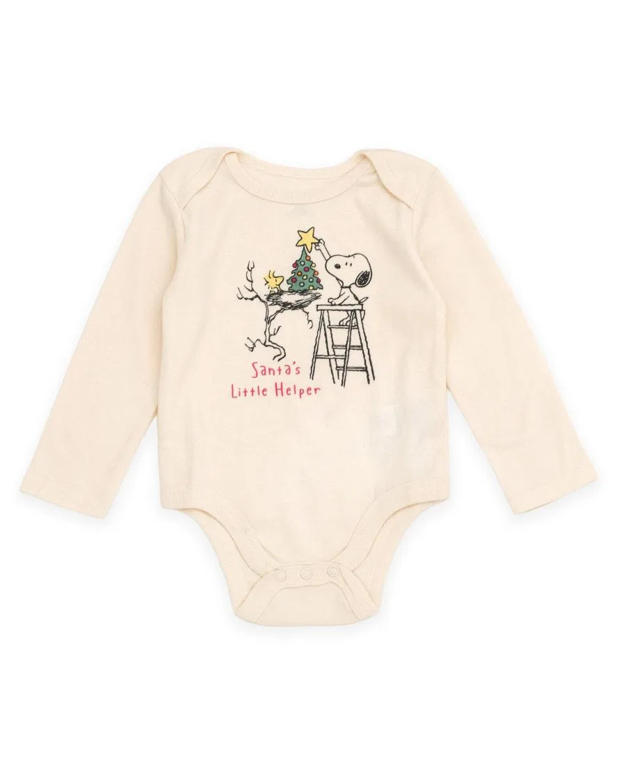 Комплект из 3 предметов: боди с длинным рукавом, штаны и шапка Peanuts, Snoopy Cream Red — фото 3