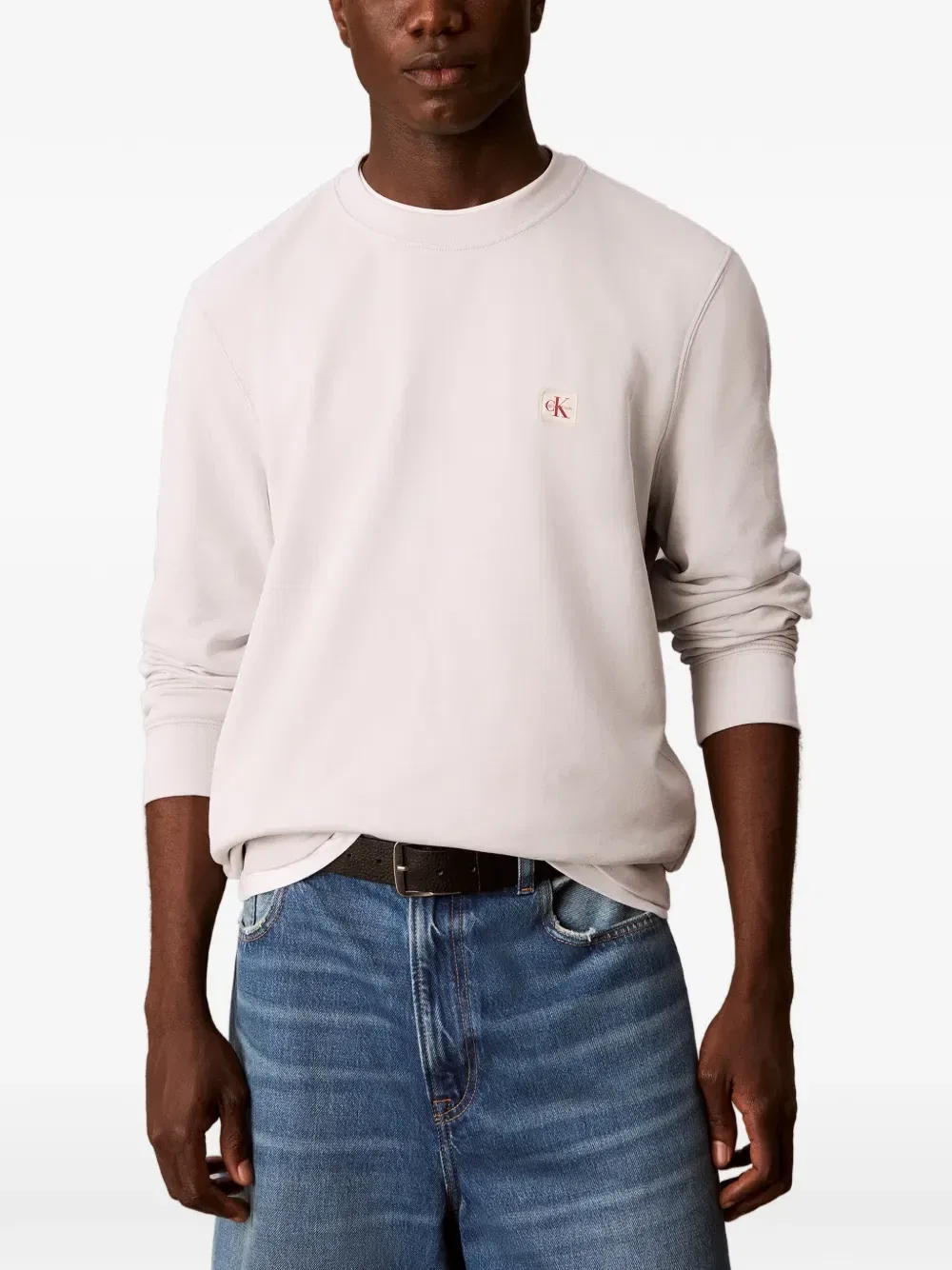 Свитер с нашивкой-логотипом Calvin Klein, бежевый