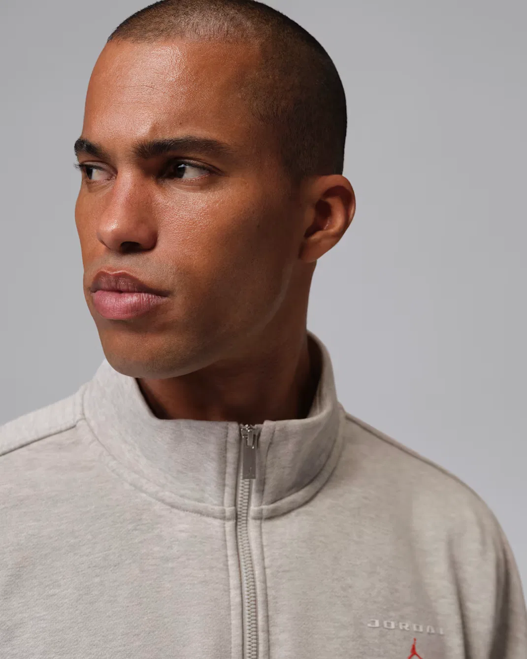Мужская футболка с застежкой-молнией на четверть длины Jordan Flight Fleece, Grey Heather — фото 3