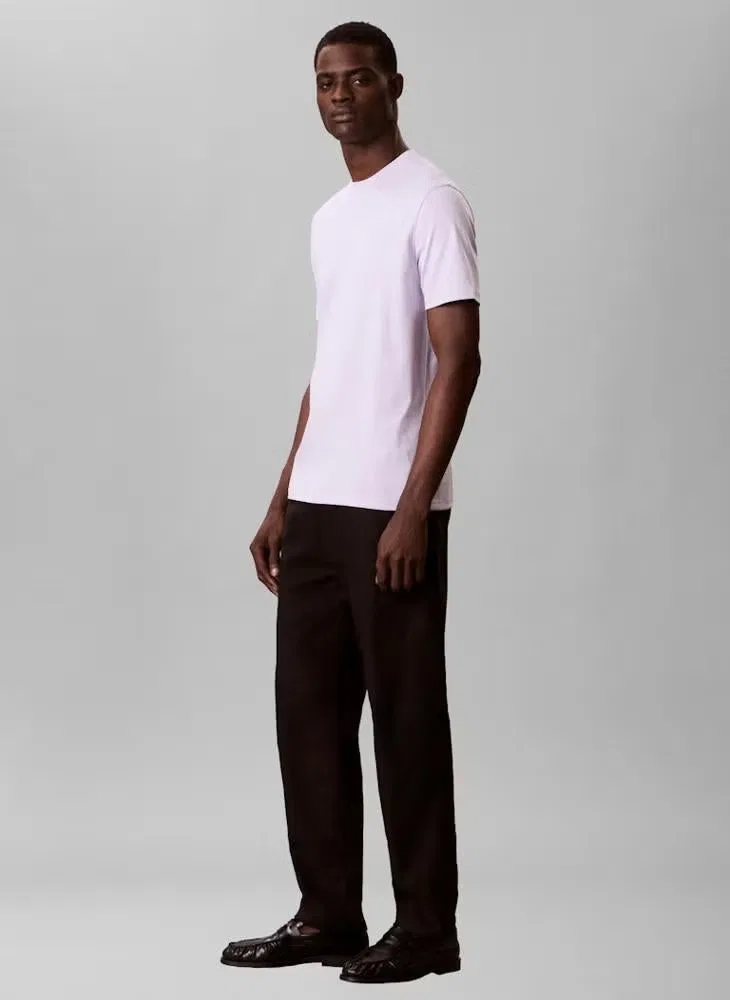 Футболка из хлопка пима с коротким рукавом Calvin Klein, сиреневая — фото 3