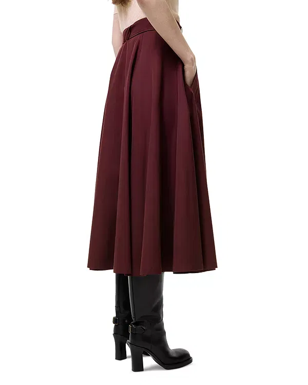 Женская юбка из габардина Tropical Gabardine Trench Midi Skirt Burberry, Vineyard Red — фото 2