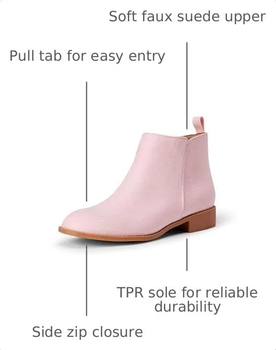 Детские ботинки для девочек на молнии Amazon Essentials, Pink Faux Suede — фото 2