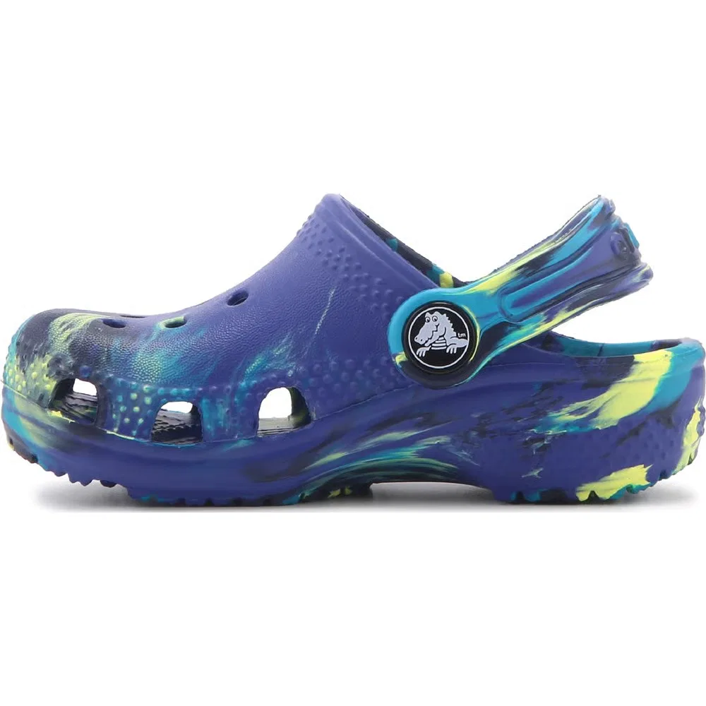 Детские классические сабо с мраморным рисунком для малышей Crocs, Navy Marble — фото 3