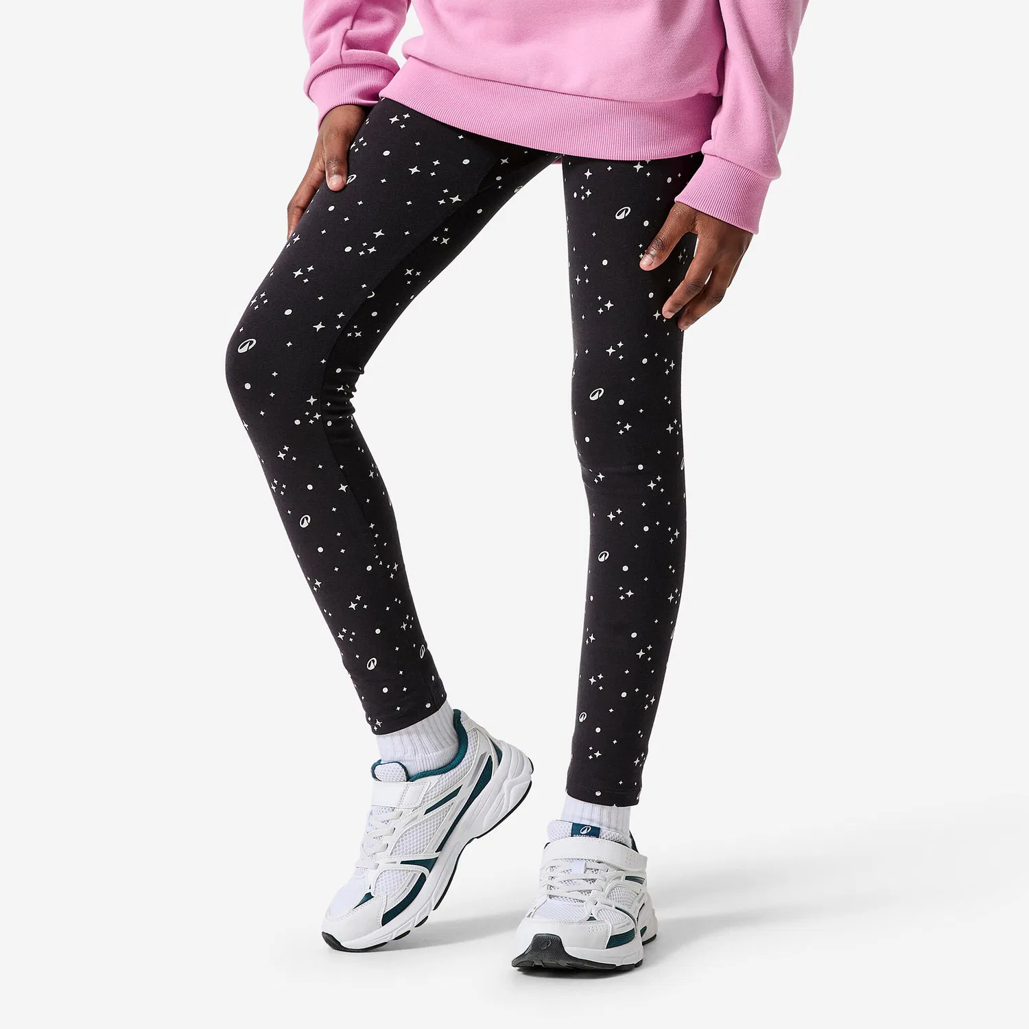 Детские хлопковые леггинсы с принтом Decathlon, Schwarz
