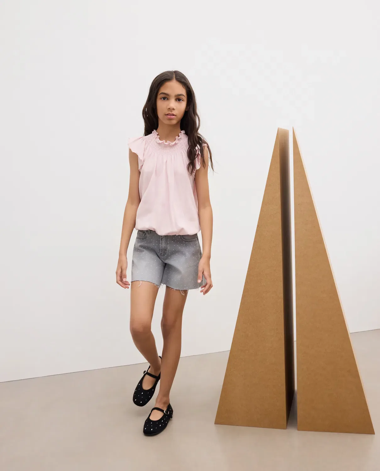 Детские шорты для девочек джинсовые со стразами Kids El Corte Inglés, Gris Claro Denim
