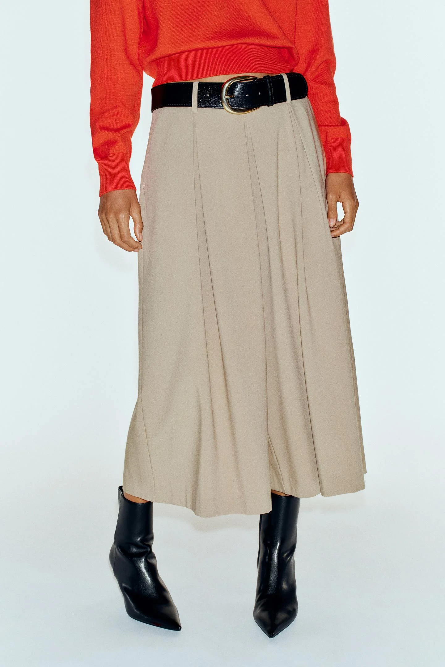 Брюки Zara Culotte Pliegues Cinturón, песочный