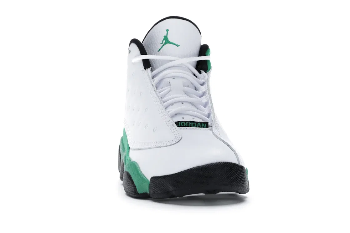 Детские кроссовки с контрастными вставками Jordan 13 Retro Jordan, White/White-Lucky Green-Black — фото 2