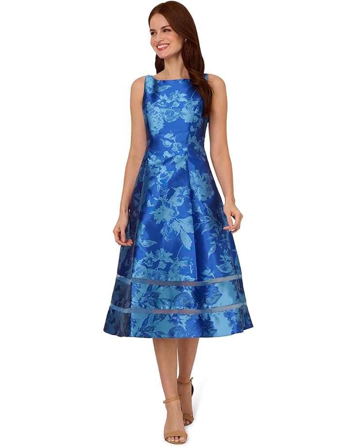 

Платье Adrianna Papell Metallic Jacquard Midi Dress, цвет Blue Multi