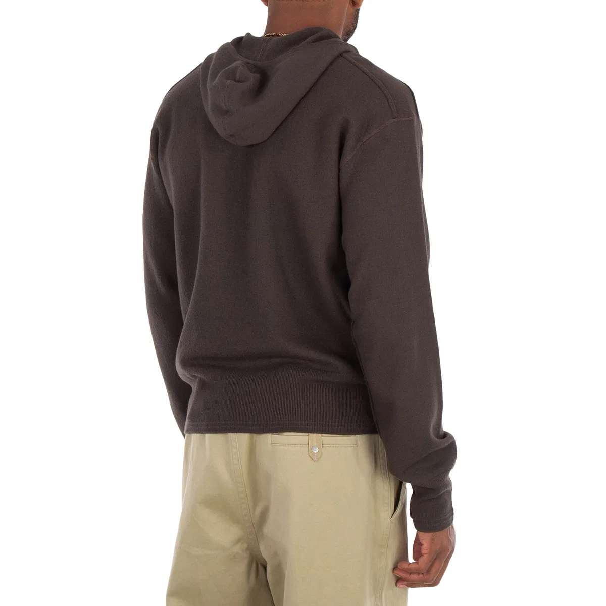 Худи с полузастежкой-молнией из шерсти Half-Zip Wool Hooded Sweatshirt Burberry, Otter — фото 3