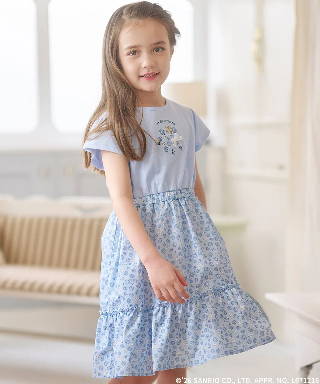 Детское платье с принтом Nemophila Kumikyoku KIDS, Sax Blue