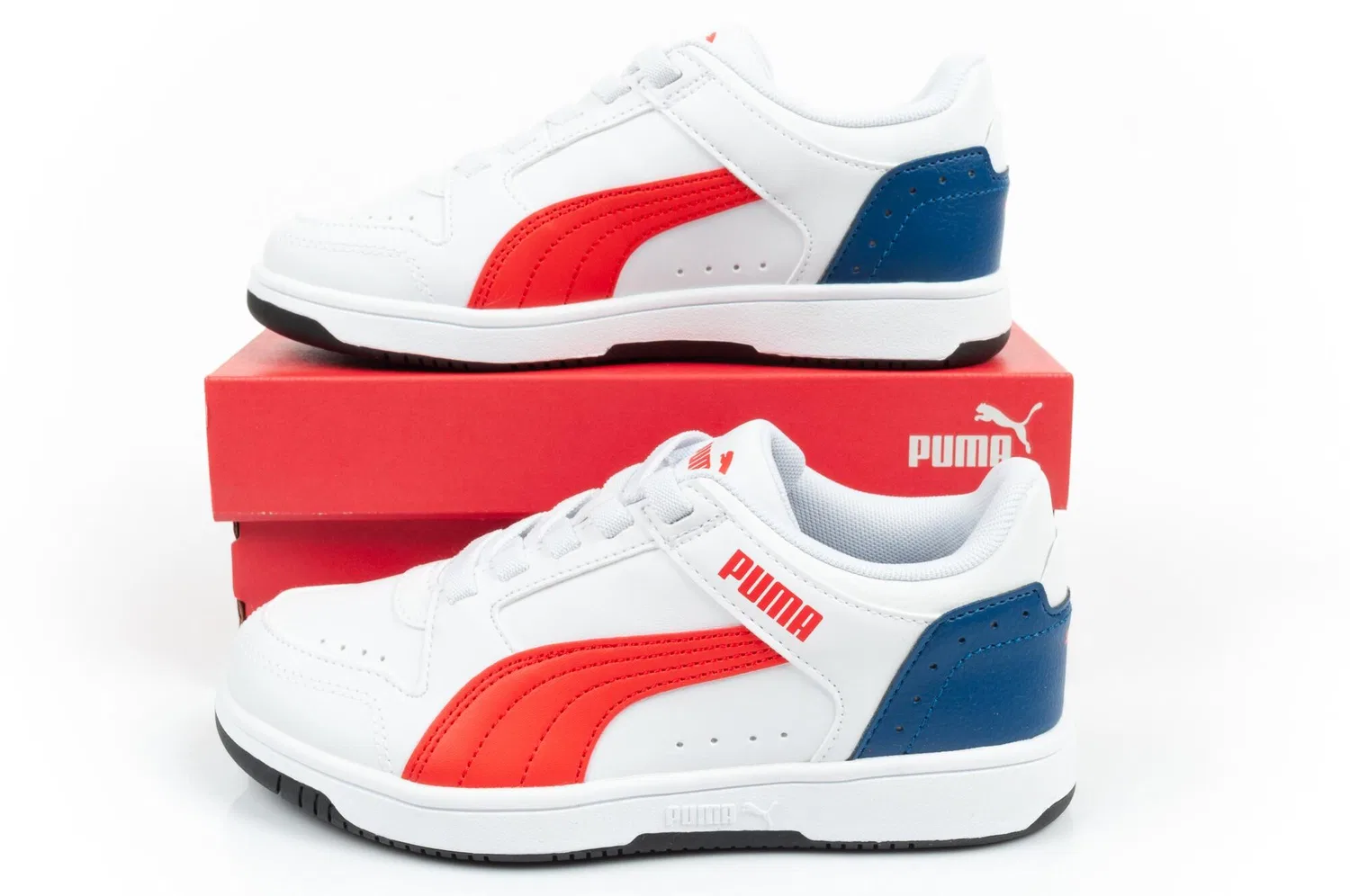 Детские кроссовки из экокожи Rebound Joy Puma, Weiss Rot Blau — фото 3