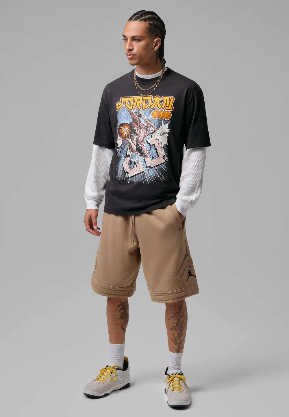 M j brk s anime 85 ss crew - print t-shirt Jordan, Off Noir — фото 2