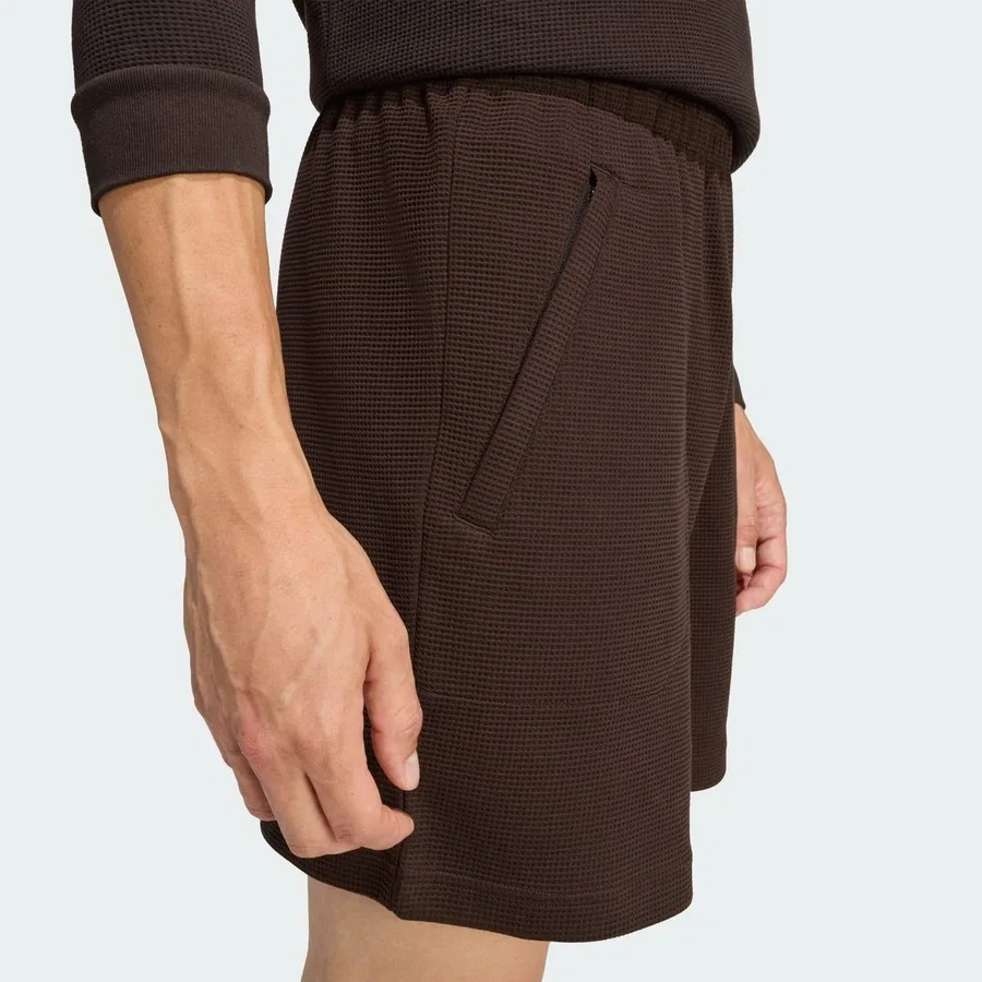 Шорты спортивные с принтом Trefoil Essentials Waffle adidas, Черно-белый — фото 4
