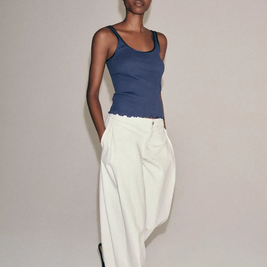 Женский топ без рукавов с круглым вырезом ZARA, Blue — фото 4