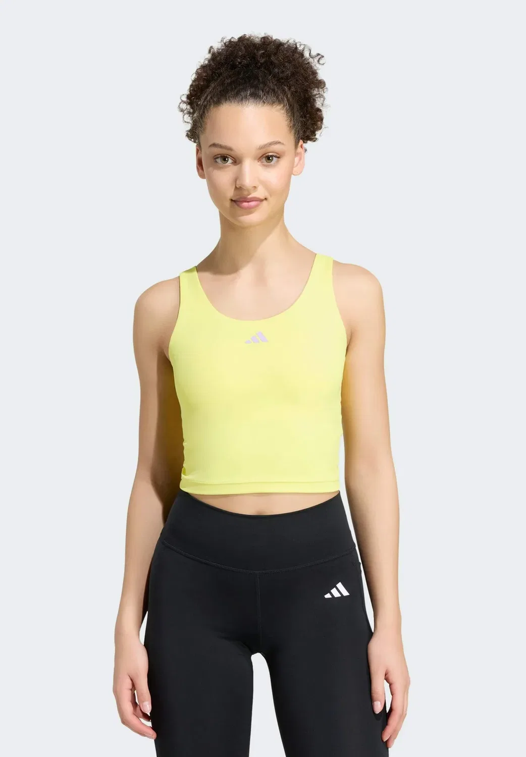 3 stripes studio all me light support tank - top Adidas Performance, Pure Lemon
