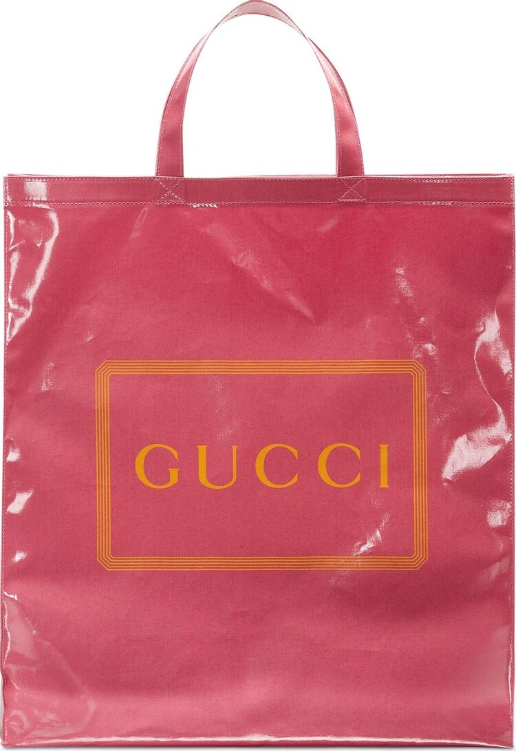 

Сумка Gucci Coated Cotton Medium Gucci Print Tote Glam Pink, розовый