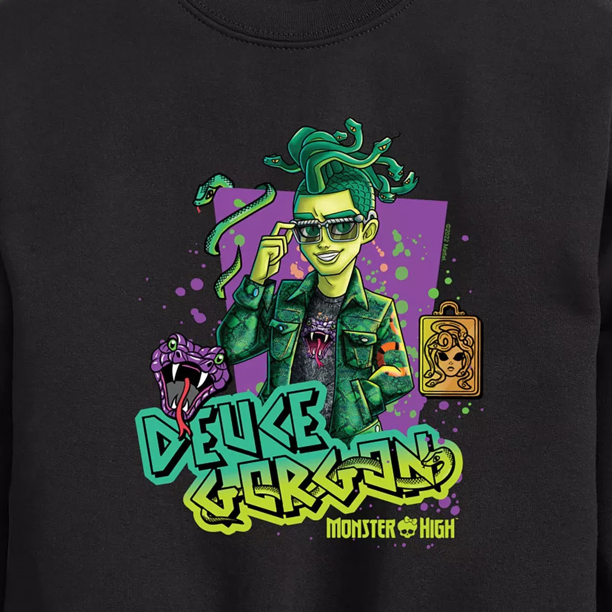 Детское худи с принтом Deuce Gorgon Monster High, Черный — фото 2