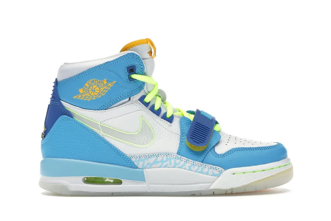 Детские кроссовки Lifestyle с ремешком Jordan Legacy 312, Blue Lagoon/Clear-Team Royal-Off White-Blue Gaze-Amarillo