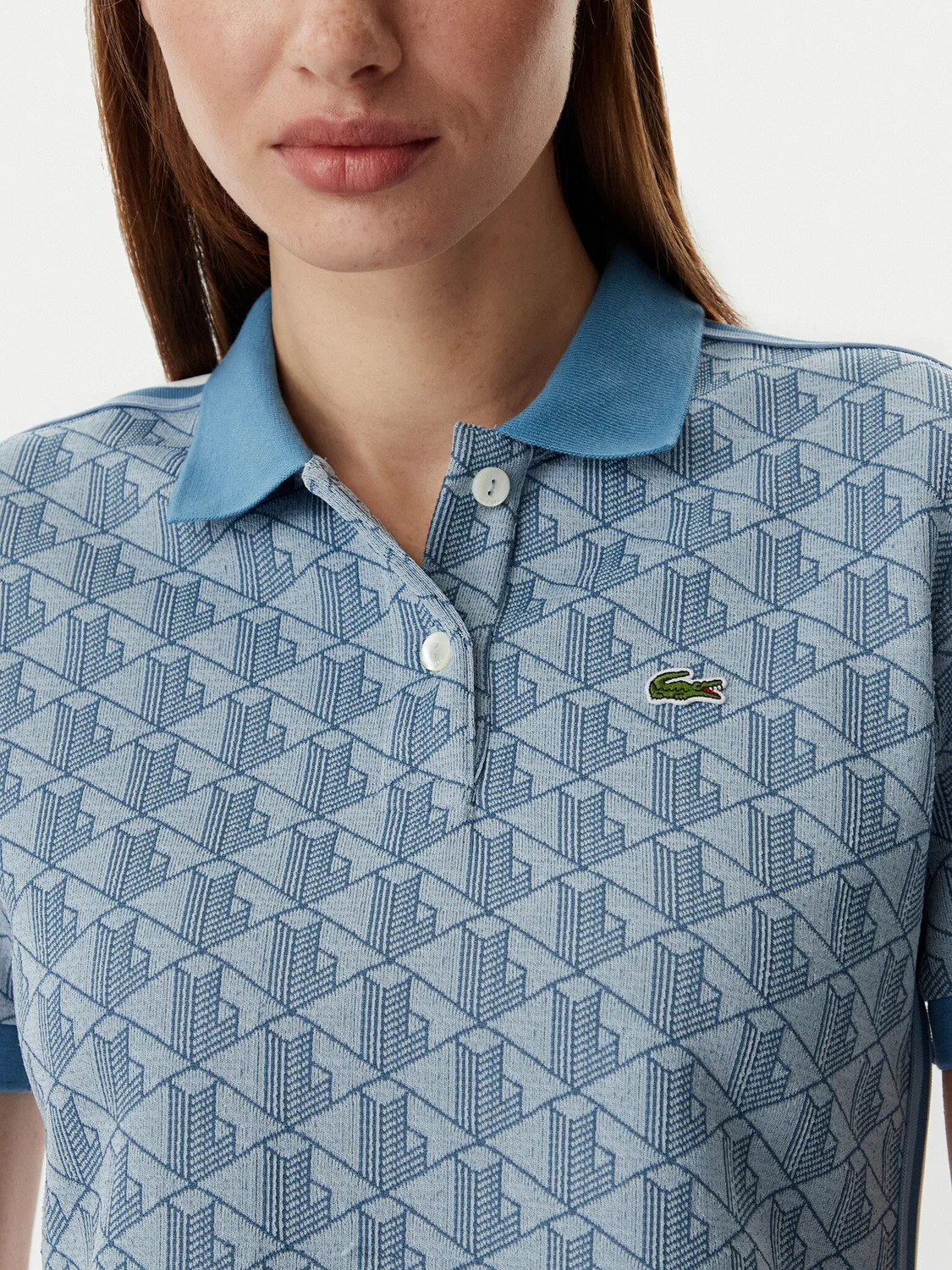 Женское поло приталенного кроя Lacoste, синий — фото 4