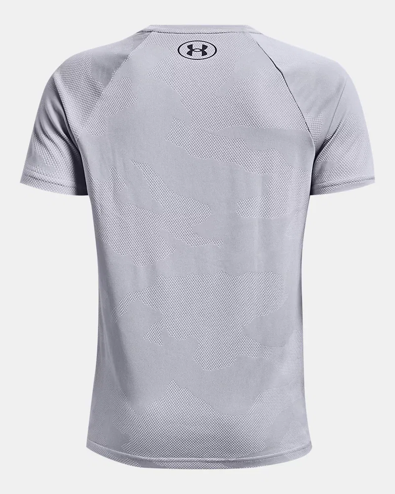 Футболка с коротким рукавом для мальчиков, быстросохнущая, UA Velocity Jacquard UnderArmour, Mod Gray/Pitch Gray — фото 2
