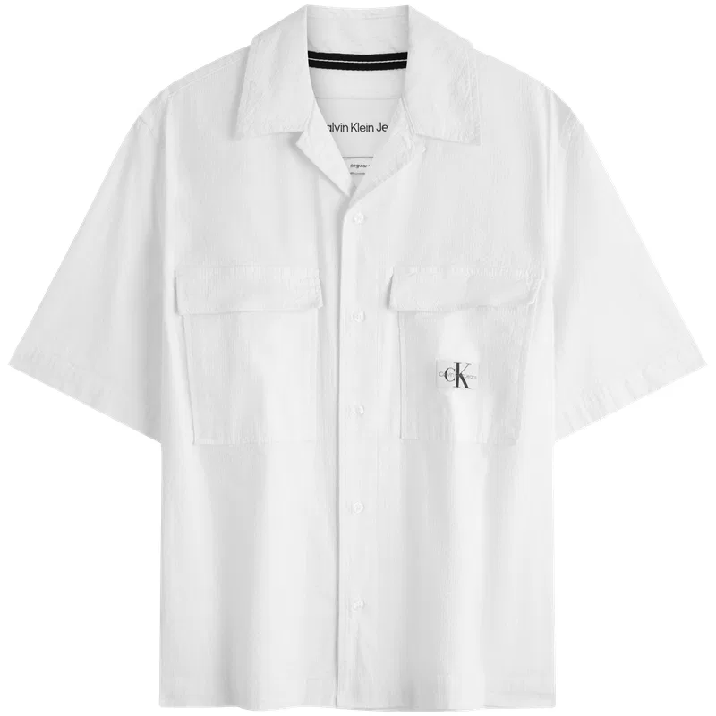 Мужская рубашка из сисака с логотипом Calvin Klein, Moon White