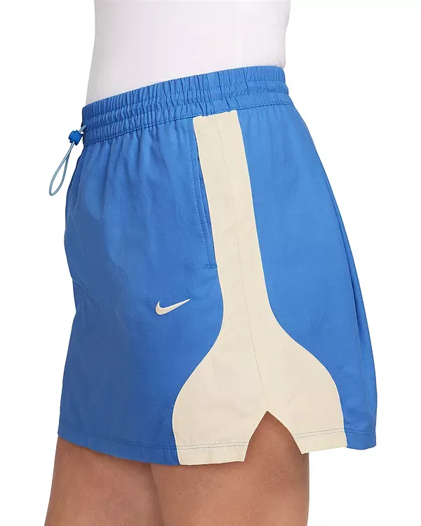 Женская мини-юбка из хлопка и нейлона с цветными боковыми вставками Nike, Photo Blue/Chalk — фото 3