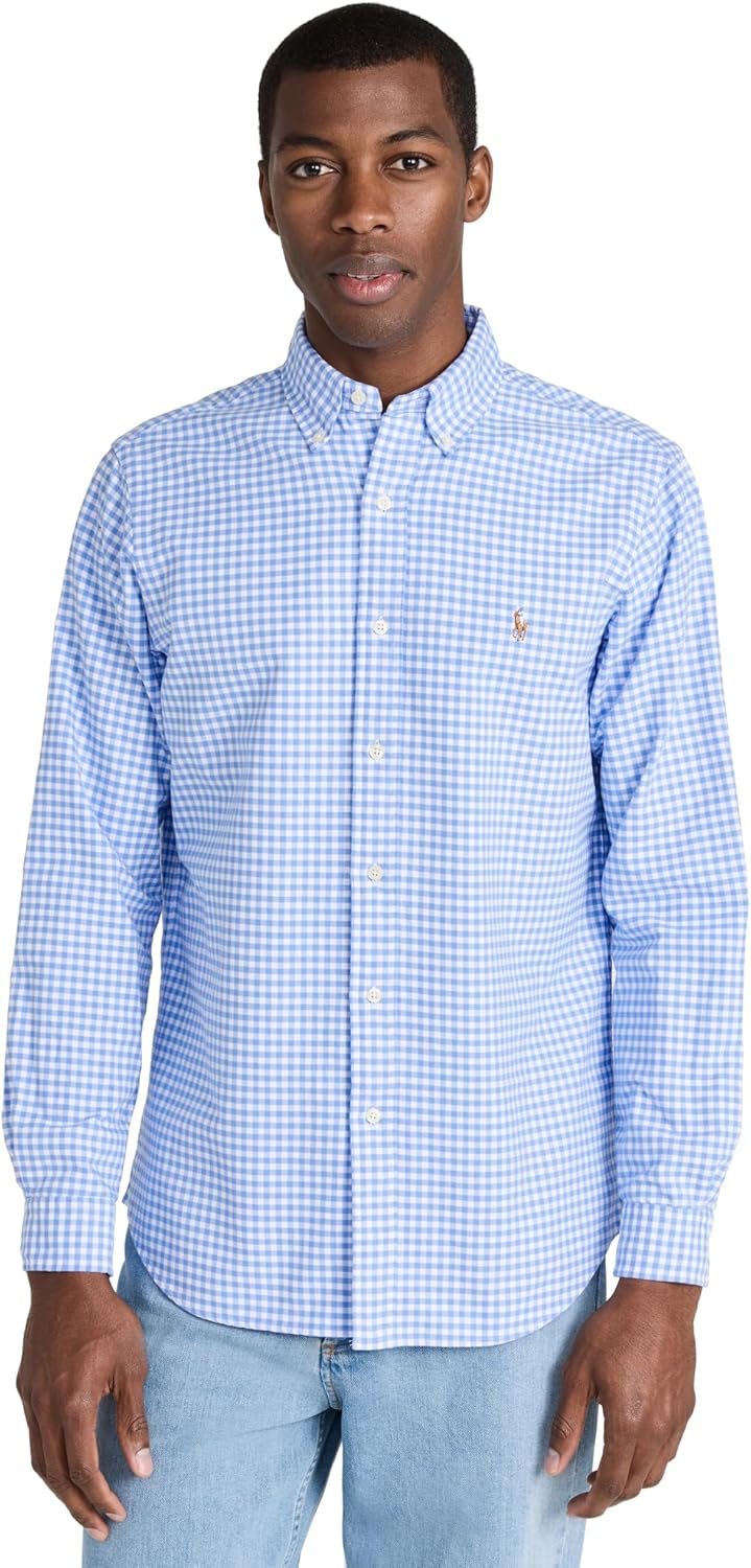 

POLO RALPH LAUREN Мужская классическая оксфордская рубашка с длинным рукавом, Multi 1