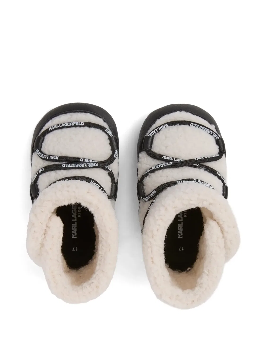 Слиперы с отделкой из овчины и логотипом Karl Lagerfeld Kids, нейтральные цвета — фото 4