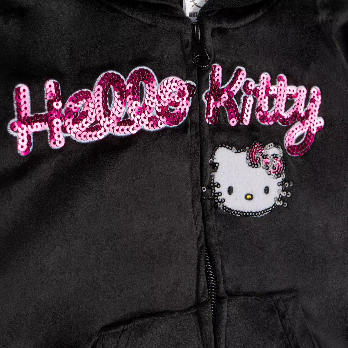 Детский комплект из худи и джоггеров для девочек Hello Kitty, Black — фото 4