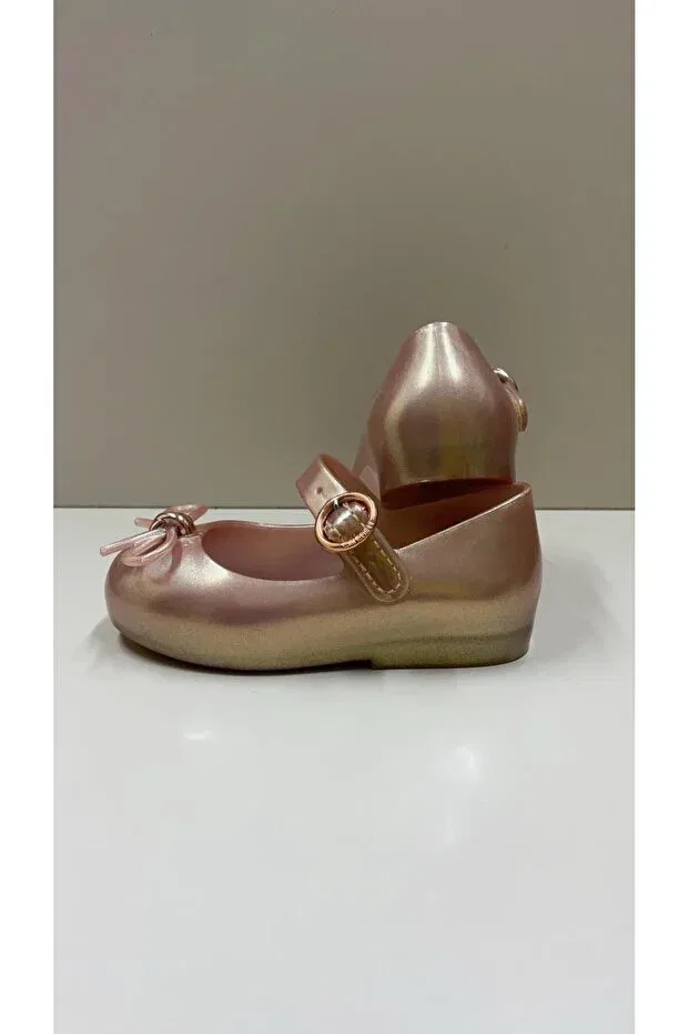 Детские балетки для девочек с принтом Mini Melissa, Beige Glitter — фото 2