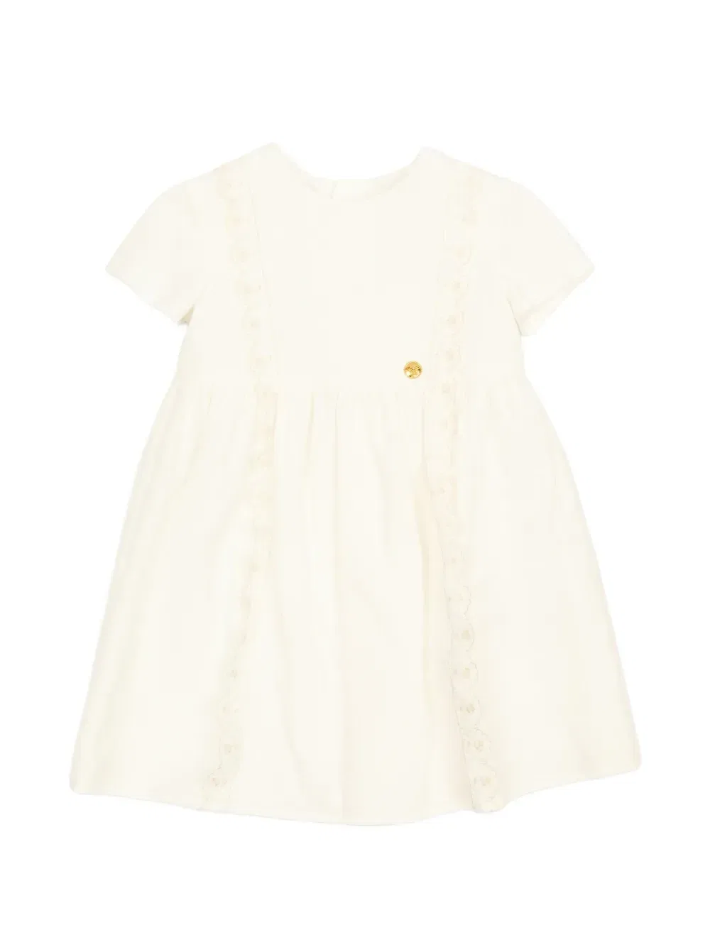 Расклешенное платье миди с ажурной отделкой Versace Kids, бежевый