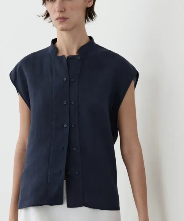 Рубашка из льна с пуговицами, Massimo Dutti