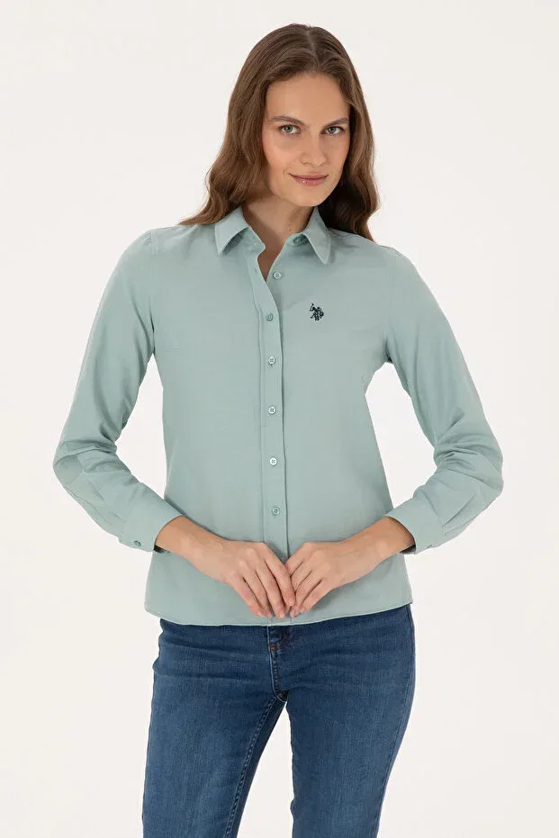 Женская рубашка с длинным рукавом U.S. Polo Assn., Mint — фото 3
