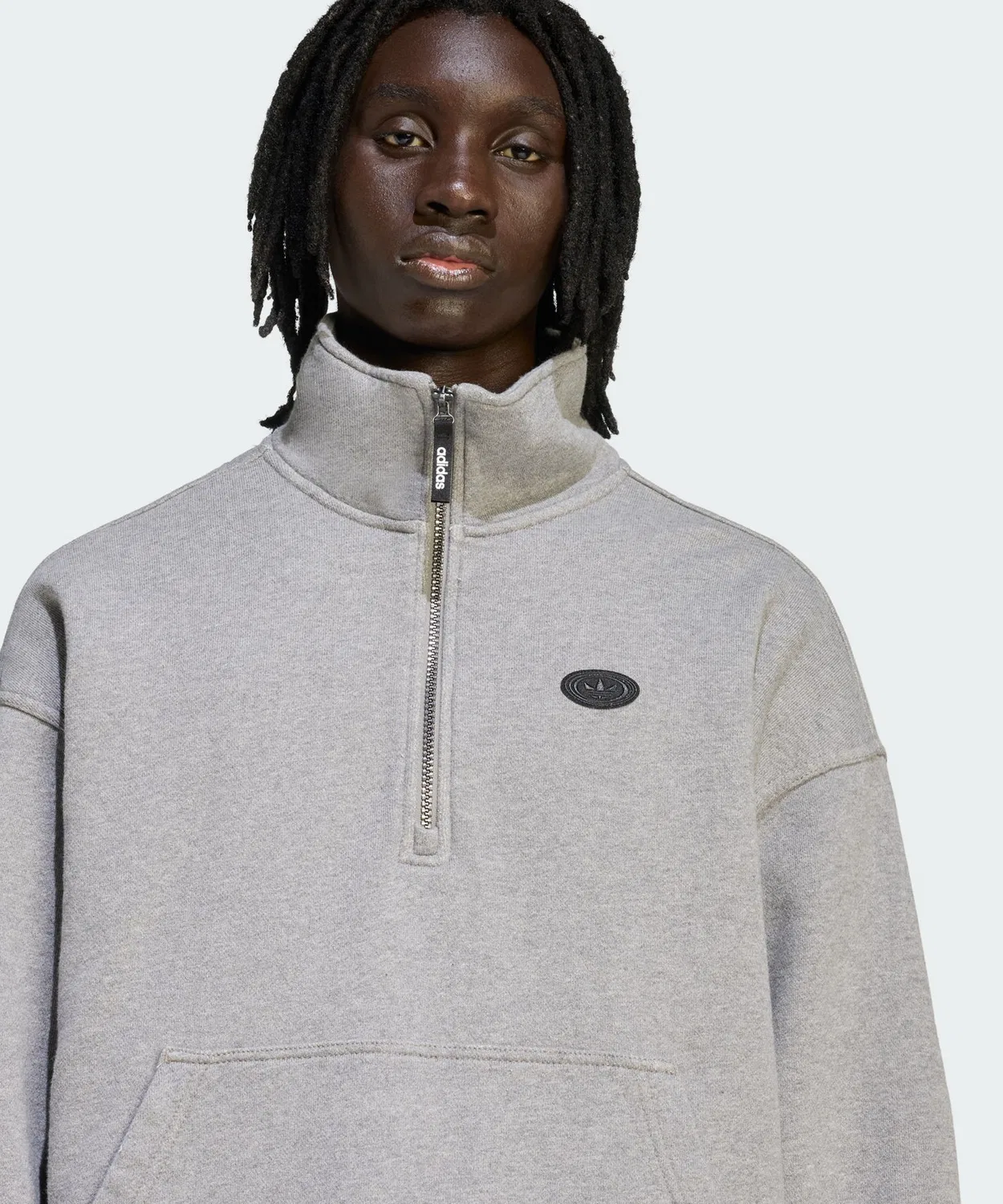 Мужское худи с принтом и полузастежкой-молнией Adidas Originals, Gray — фото 4