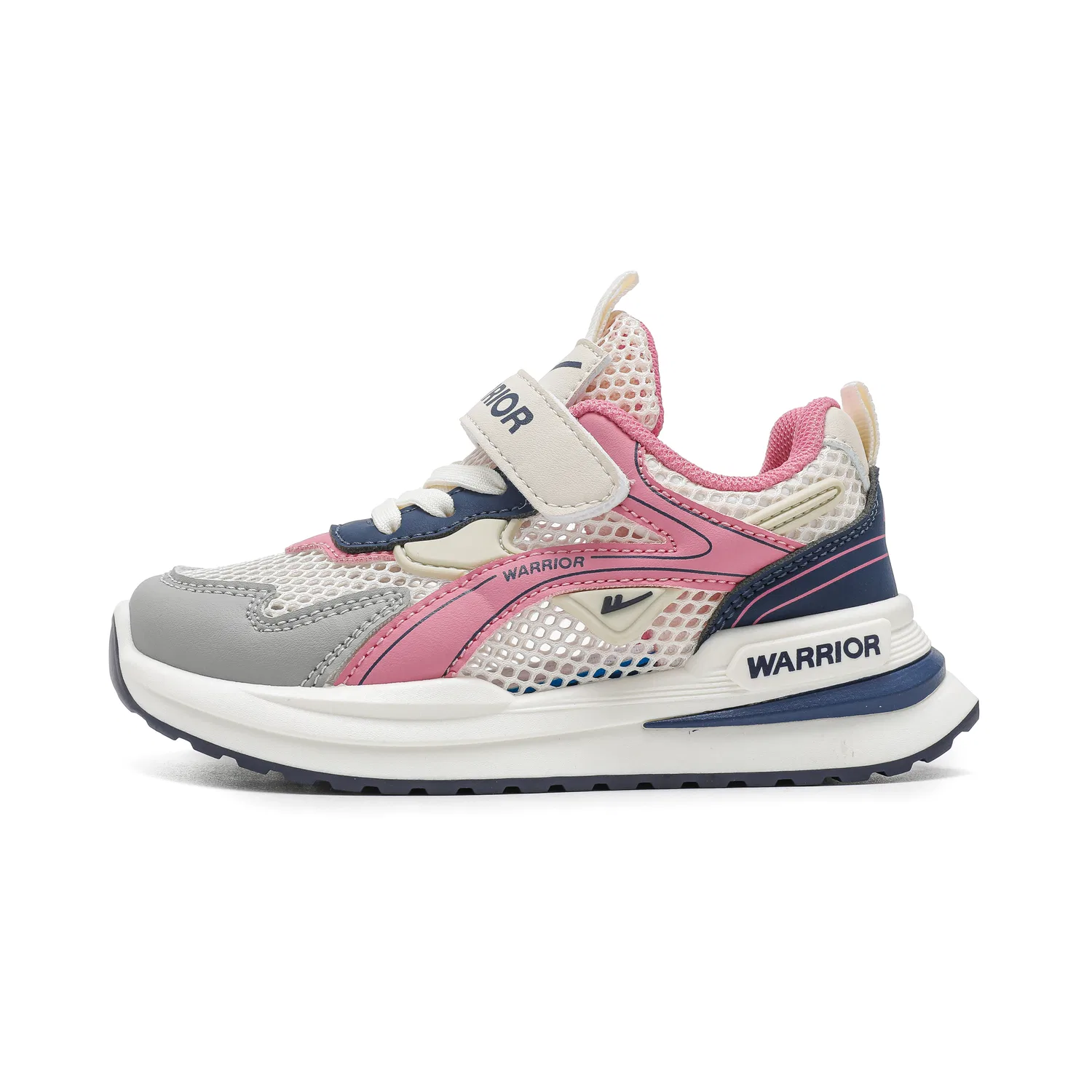 Детские кеды из экокожи с принтом, Synthetic Leather Slip Resistant Anti Kick Breathable Lightweight Cushioning Low top Casual Shoes Kids' WARRIOR, Beige/Rose