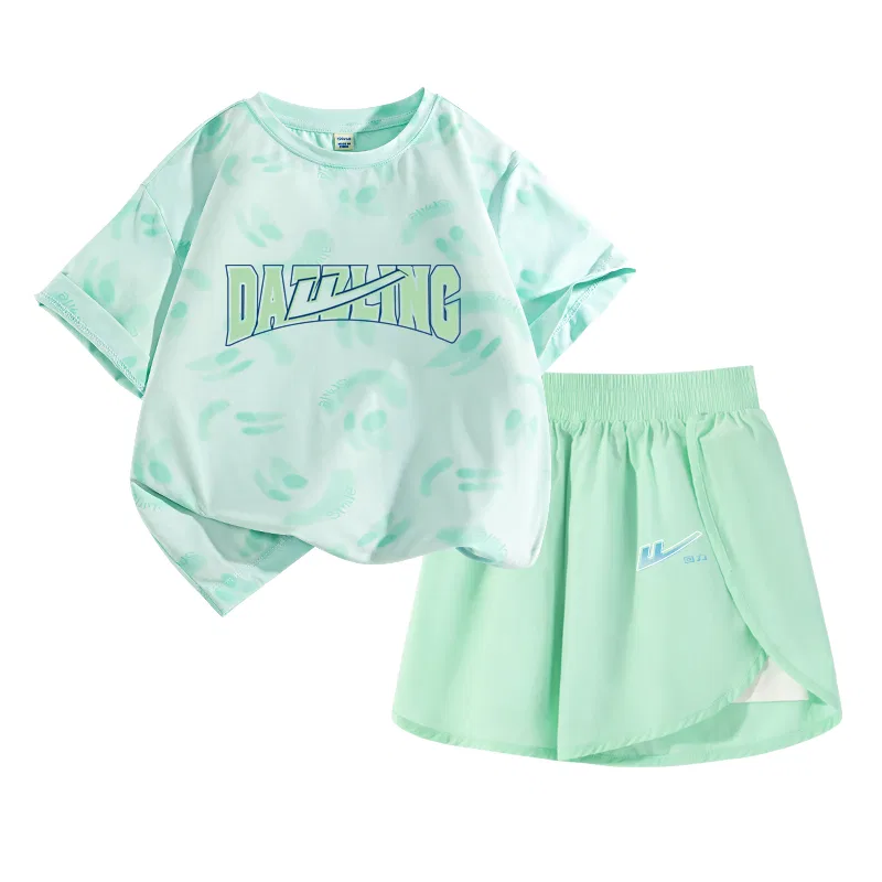 Детский комплект спортивной одежды с принтом Aqua Green/H Green Black English-Aqua Green/H Gradient Blue K WARRIOR