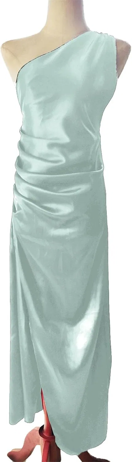 Женское вечернее макси-платье с одним плечом, Light Green — фото 4