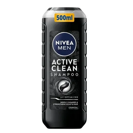 Шампунь 500 мл с активным углем Men Active Clean Refreshing Nivea, Active Charcoal